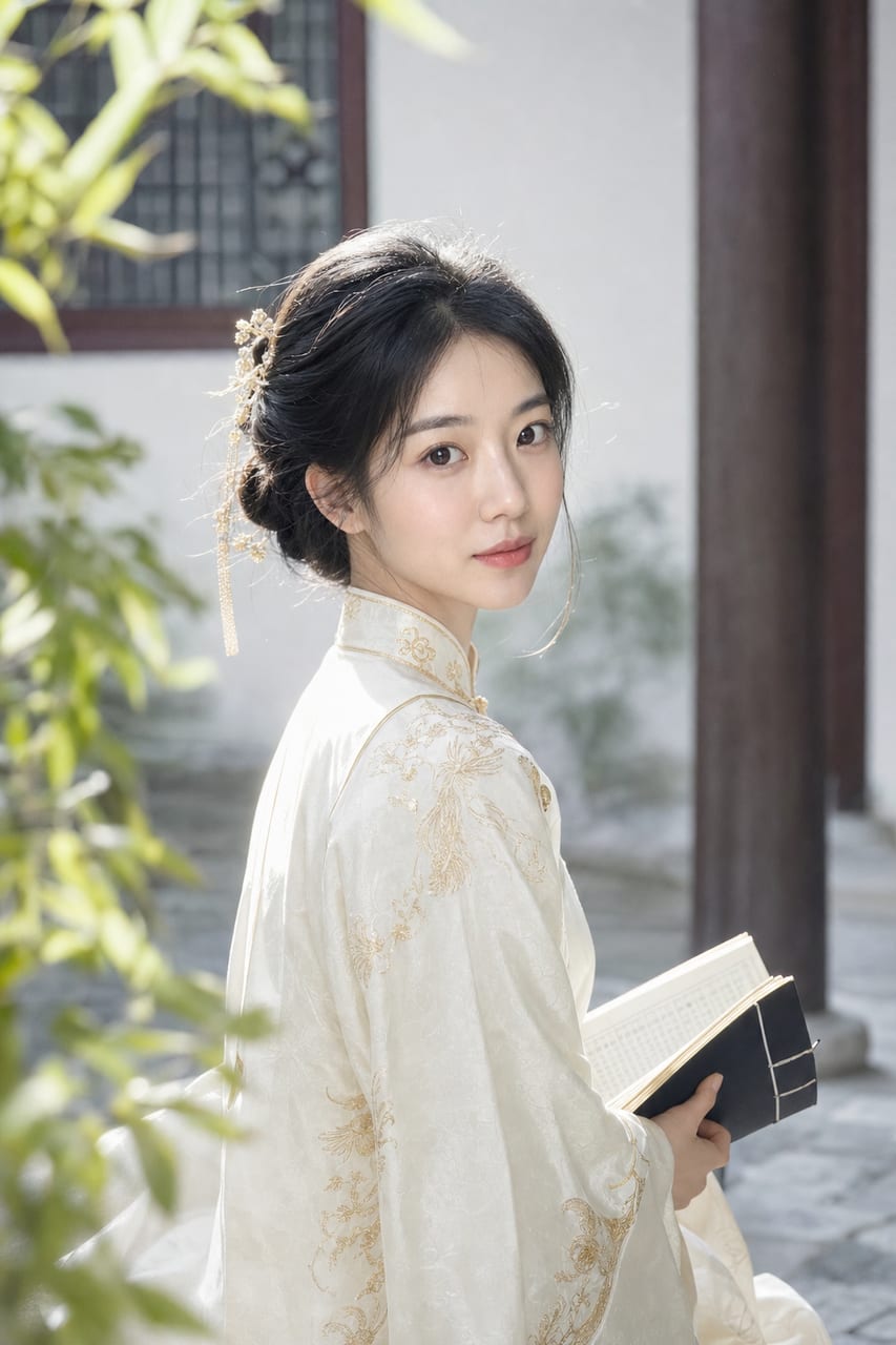 婉约书卷美人肖像 网友生成效果