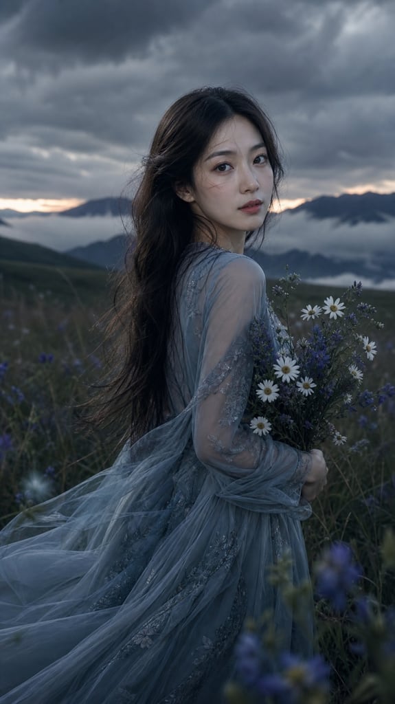 暴风雨前的花田