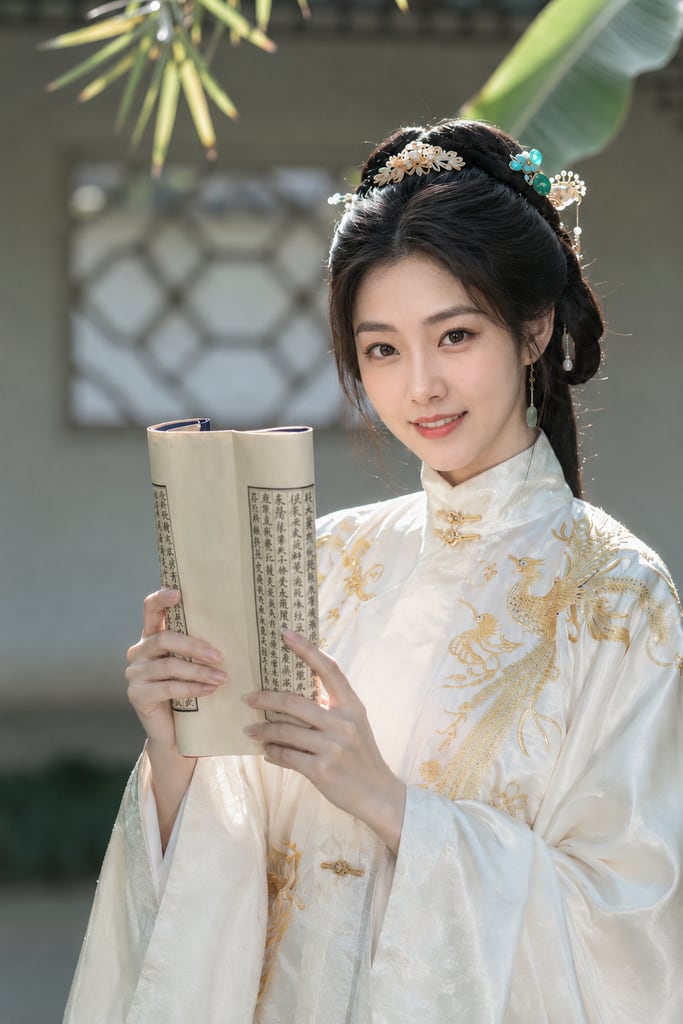 婉约书卷美人肖像